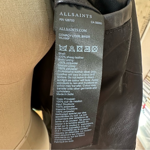 All Saints Leather CONROY Jacket: US 8 in “LIKE NEW CONDITION”. - Picture 10 of 11